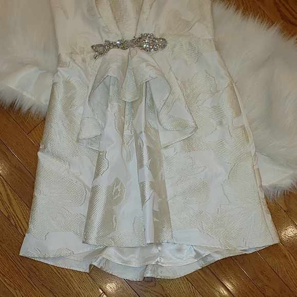 ABS STRAPLESS JEWELED BROCADE DRESS 6 - Picture 4 of 14